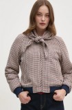 Pepe Jeans geaca din amestec de lana BRIDGET culoarea bej, de tranzitie, oversize, PL402466