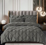 Cumpara ieftin Lenjerie Pat Dublu Finet 6 Piese Gri A116, Cearceaf fara Elastic 230x250, Husa Pilota 200x230, 4 Fete Perna 70x70, 55x80 cm