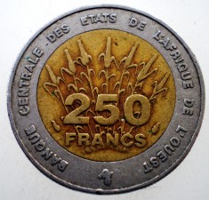 2.260 AFRICA DE VEST WEST AFRICAN STATES 250 FRANCS FRANCI 1992 BIMETAL foto