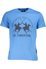 La Martina Tricou barbati, cu imprimeu grafic, Regular Fit, Albastru deschis, M foto