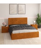 Pat Tapitat Filip Caramiziu+ Saltea Lux Ortopedica + Noptiere Tapitate 140x200cm