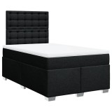 Cumpara ieftin Pat box spring cu saltea, negru, 120x190 cm, catifea