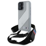 Husa pentru iPhone 16 - BMW Leather M Edition Carbon Stripe &amp; Strap (BMHCP16S23PSCCG) - Black