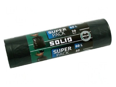 Saci gunoi LDPE neagră 60l 20buc Super Pack foto