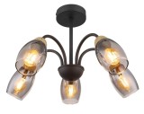 Lustra Globo Lighting Gerly, 5xE14, fumuriu-lemn natur-negru