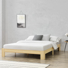 Rama pat lemn brad Raisio H140 culoarea lemnului 204 x 144 x 30 cm [en.casa] HausGarden Leisure