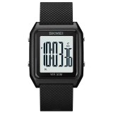 Ceas Sport Bărbați SKMEI 1866 &ndash; Digital, Afișaj LED, Carcasă Pătrată, Curea PU, Rezistență 5ATM, Calendar, Alarmă