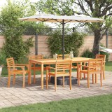 vidaXL Set de masă pentru dining 9 pcs Natural 200 x 100 x 74 cm
