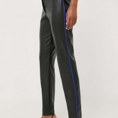 Armani Exchange pantaloni femei, culoarea negru, mulata, high waist