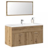vidaXL Dulap de baie cu oglindă Artisan Stejar lemn prelucrat