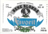 NI461 Etichetă bere blondă Favorit, Malbera SA Constanța, &icirc;nceputul anilor 1990
