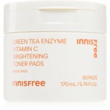 innisfree Green Tea Vitamin C Brightening Toner Pads dischete de tonifiere pentru luminozitate si hidratare 60 buc