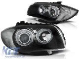 Set de faruri tuning cu ochi de &icirc;nger LED, potrivit pentru BMW 1 E81 2004-2011 / E82 2007-2011 / E87 2004-2011 / E88 2007-2013, stanga si dreapta Perf