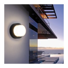 Aplica LED rotunda, negru, Exterior, 12W, IP65, lumina Calda