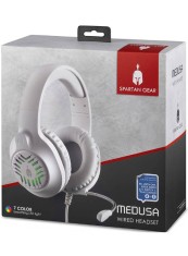 Casti Cu Fir Spartan Gear Medusa Alb/gri Pentru Pc/ps4/ps5/xbox One/xbox Series X/nsw NSW|PC|PS4|PS5|XBOX ONE|XBOX SERIES X