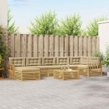 Set canapele exterior vidaXL 8 piese, lemn masiv acacia, alb bej, perne incluse