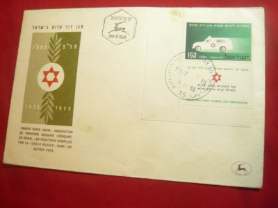 Plic FDC Magen David Adom - Fundatie de Cruce Rosie 1955 Israel foto