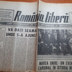 ziarul romania libera 30 noiembrie 1990-art marea unire 1918