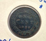 Canada 1 Cent 1900 moneda bronz km # 7 tiraj mic