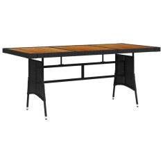 vidaXL Masă de grădină negru 160x70x72 cm poliratan/lemn masiv acacia 318694