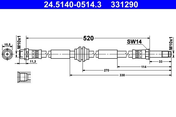 ATE 24.5140-0514.3 Furtun frana