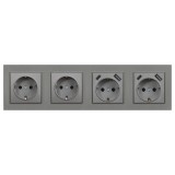 Leziter Nova IV Priză Dublă 2x AC + 2x USB (A+C), Montaj Incastrat, Cadru Gri