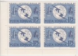 ROMANIA 1965 LP 607 CENTENARUL U. I. T. BLOC DE 4 TIMBRE MNH