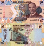 Sierra Leone 2 Leones 2022 UNC, Bancnota Ne流通 Plata Avans Disponibilă