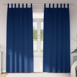 Perdele cu perdele 2 pcs Albastru &icirc;nchis 260 x 140 cm Poliester