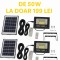 PACHET 3 X Proiector LED Cu Panou Solar , 50W, Control Prin Telecomanda, Senzor Crepuscular + Accesorii