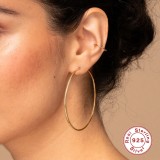 Cumpara ieftin Cercei Cercuri Mari din Argint 925 Placati cu Aur , Model Hoop Clasic E i Elegant