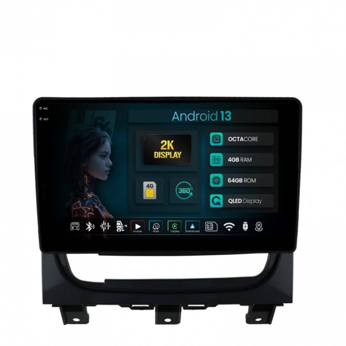 Navigatie 2K Fiat Strada Idea (2011-2016) 4GB RAM Android 13 Octacore Slot Sim 4G DSP GPS Wi-FI Carplay Android Auto USB Bluetooth Waze Touchscreen 9.