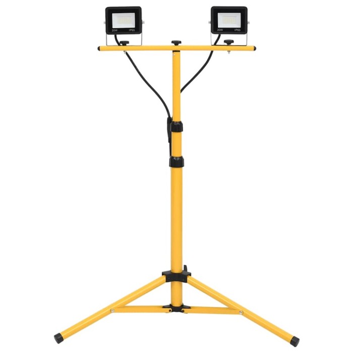 Proiector cu LED si trepied, 2x20 W, alb rece