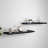 Gossi rafturi de perete suspendate 2 buc., negru, 90x23,5x3,8 cm, mdf