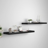 VidaXL Rafturi de perete suspendate 2 buc., negru, 90x23,5x3,8 cm, MDF