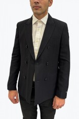 Sacou elegant barbati cu buzunare clasice si inchidere cu nasturi negru foto