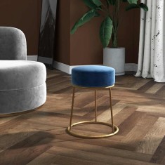 vidaXL Taburet rotund, albastru, catifea 340254