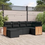 Cumpara ieftin Set mobilier de grădină cu perne, 6 piese, negru, poliratan