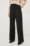 Weekend Max Mara pantaloni de l&acirc;nă culoarea negru, drept, high waist 2415130000000