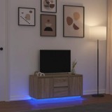 Comodă TV cu lumini LED, stejar sonoma,100x41x50 cm