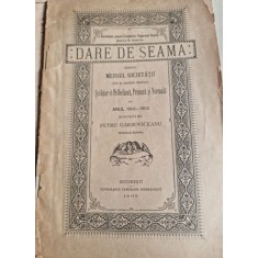 Petru Garboviceanu - Dare de Seama. Despre Mersul Societatii 1903