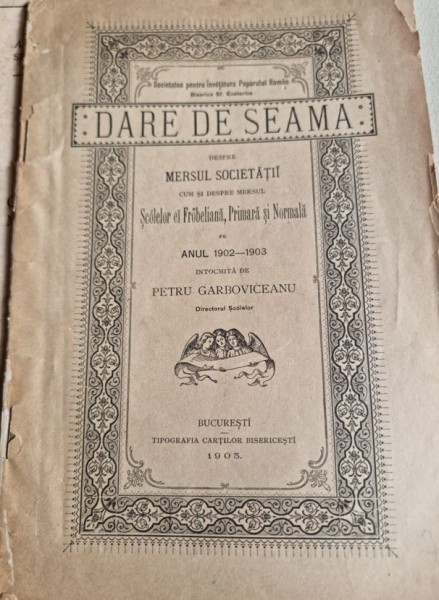 Petru Garboviceanu - Dare de Seama. Despre Mersul Societatii 1903
