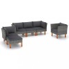 VidaXL Set mobilier grădină, 6 piese, gri, poliratan și lemn eucalipt 3082084