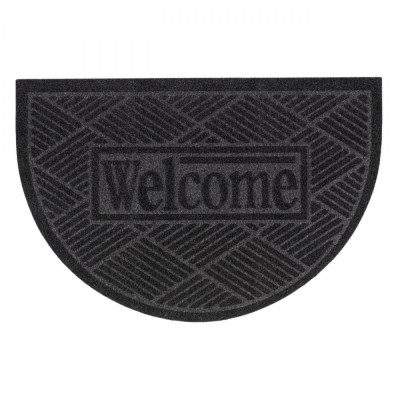 Covoraș Intrare, Semicerc, Mesaj Welcome, Gri, 60x25x0.5 cm, Cauciuc-Mochetă foto