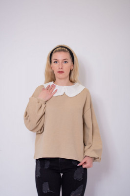 Bluza cu guler alb Pull&amp;amp;Bear foto