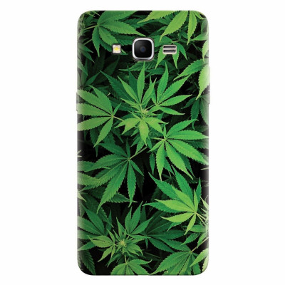 Husa silicon pentru Samsung Grand Prime, Green Leaf Pattern foto