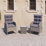 VidaXL Set mobilier grădină, 3 piese, gri, poliratan și sticlă 3058534