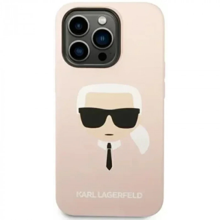 Husa Cover Karl Lagerfeld Liquid Silicone Karl Head Logo pentru iPhone 14 Plus Pink