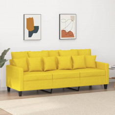 Canapea cu 3 locuri, galben deschis, 180 cm, material textil foto