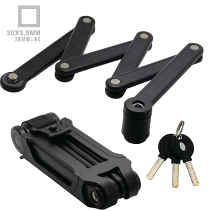 Antifurt pliabil modular cu cheie, 5 mm x 20 mm x 100 cm, 5 articulatii robuste, protectie anticoroziune